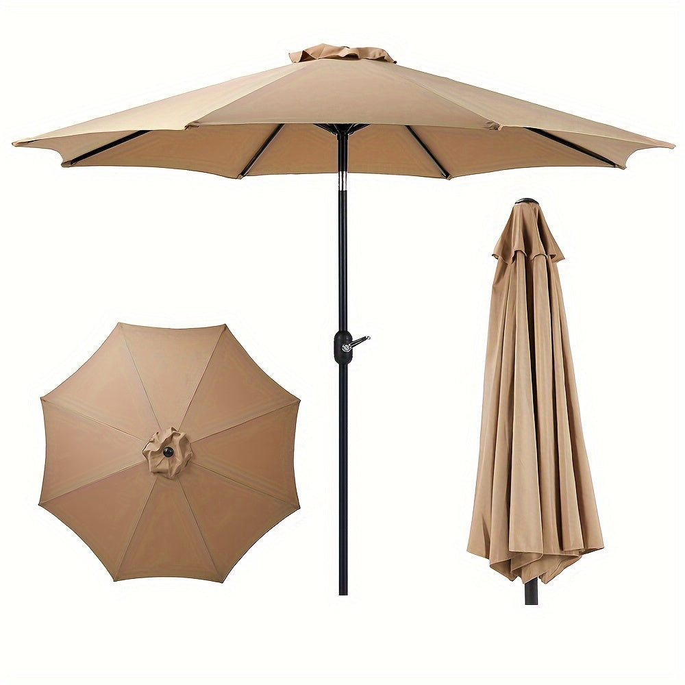 9FT 8-Rib Patio Umbrella, Crank & Tilt Stable Outdoor Sun Shade for Patio Beach Restaurant