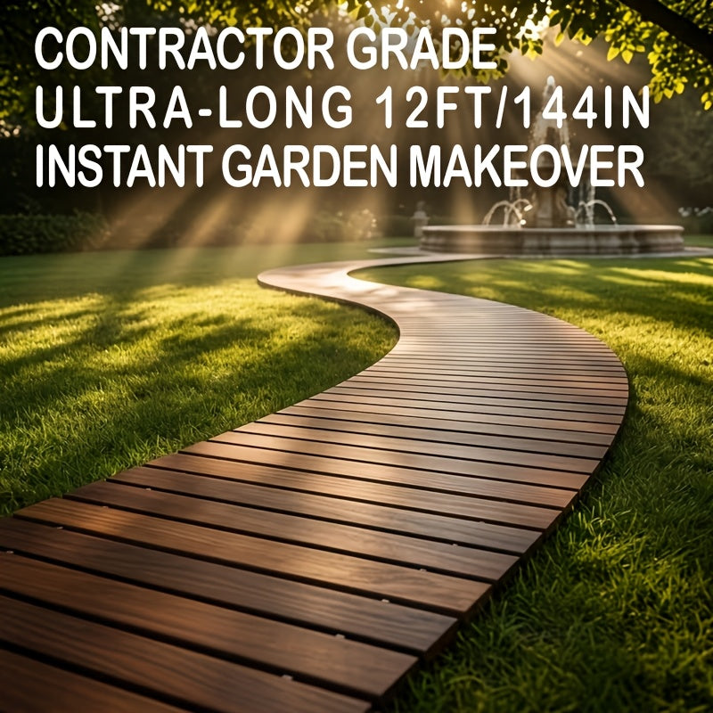 Roll-Up Wooden Garden Walkway, Anti-Slip Weatherproof Outdoor Path for Lawn Patio Courtyard Flower Bed