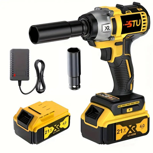 21V wireless impact wrench, wireless wrench kit, impact wrench drill bit, equipped with 4000mAh battery,