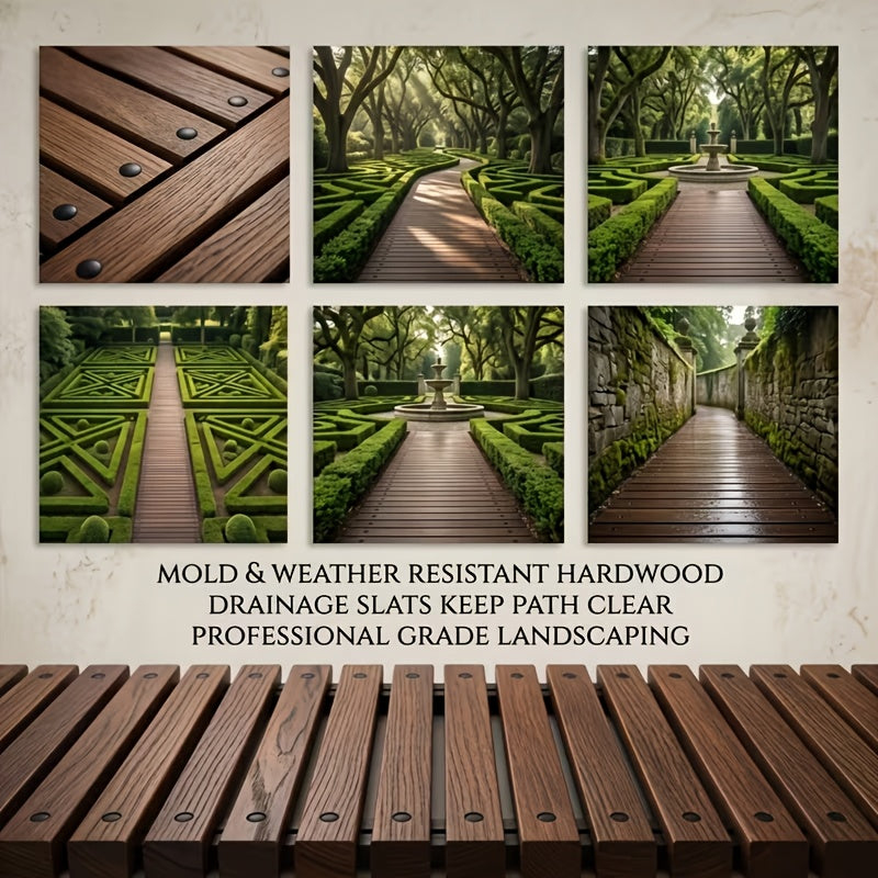 Roll-Up Wooden Garden Walkway, Anti-Slip Weatherproof Outdoor Path for Lawn Patio Courtyard Flower Bed