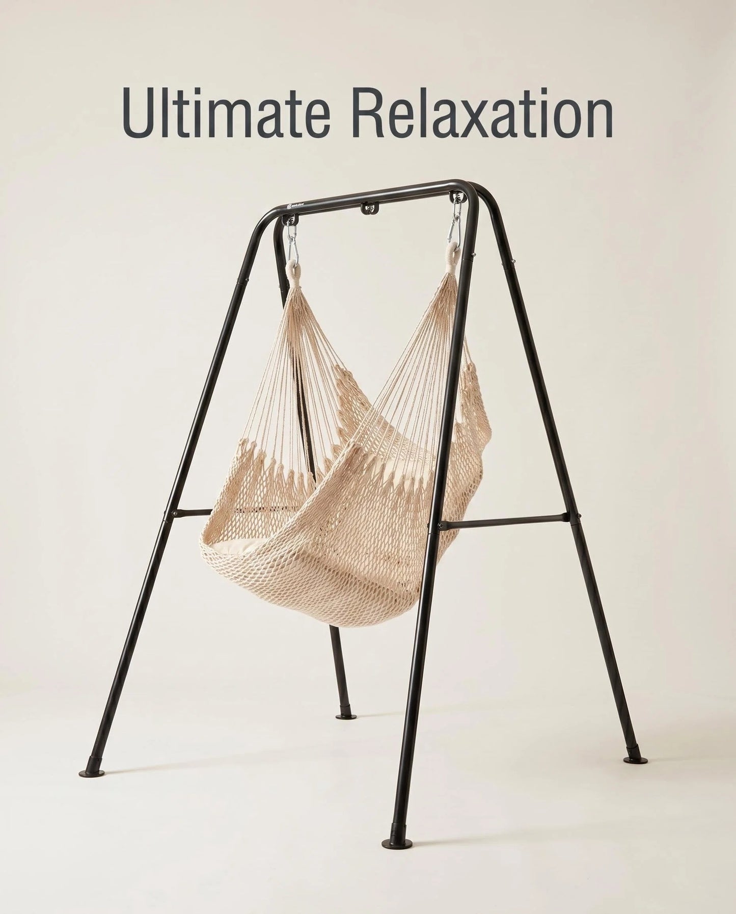 Macrame Hanging Hammock Chair with Heavy Duty Metal Stand, Handwoven Rope Swing Hammock Seat with Cushion for Indoor Bedroom Outdoor Patio Garden Relaxation