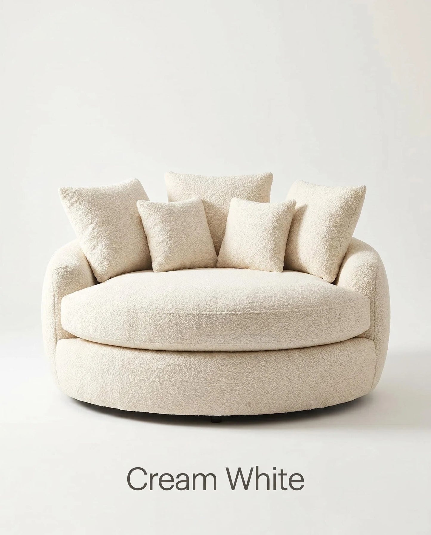 Oversized Boucle Swivel Accent Chair, Cozy Round Cuddle Chair with Plush Cushion for Living Room & Bedroom