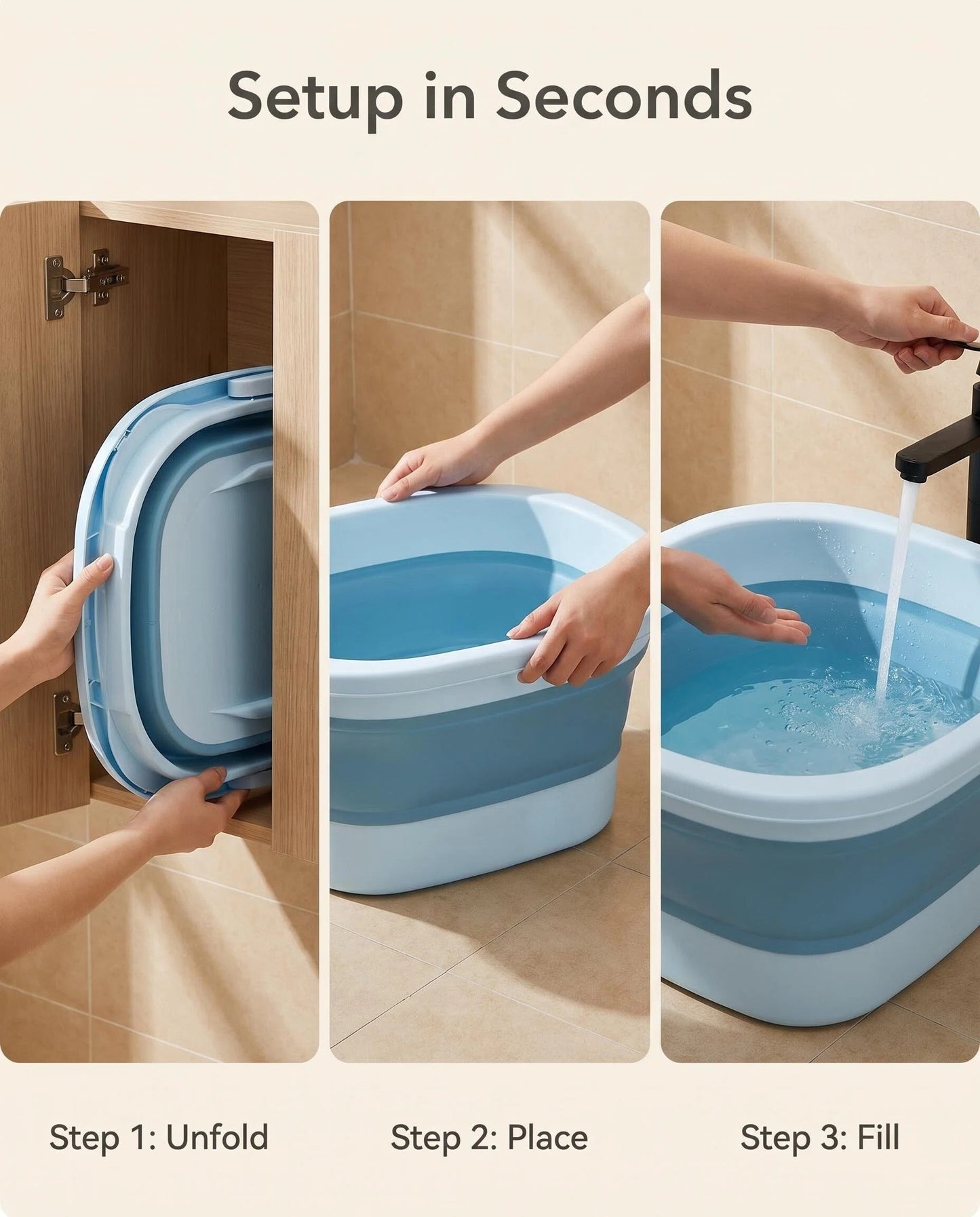 Foldable Collapsible Baby Bathtub with Support Stand, Portable Kids Bath Tub