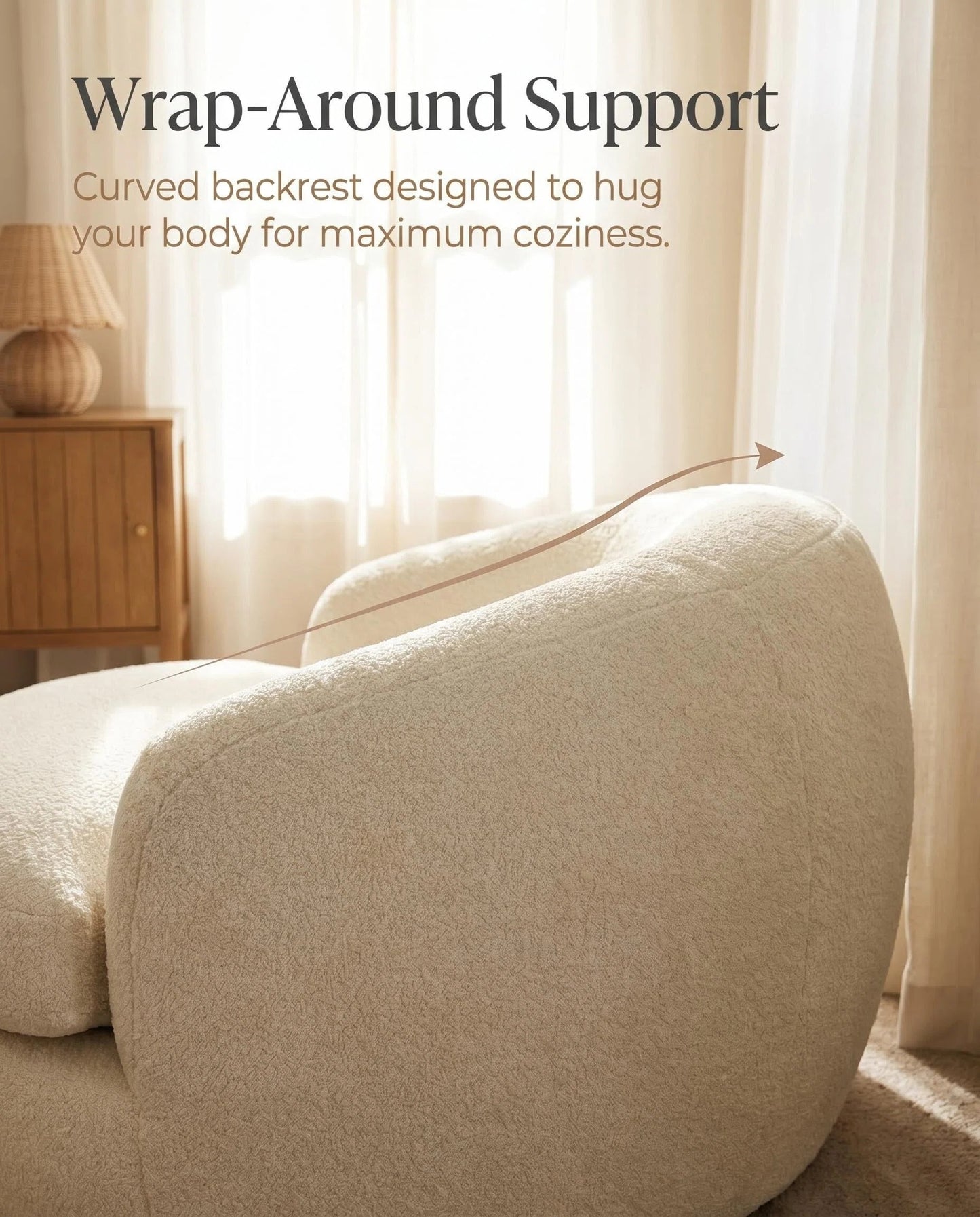 Oversized Boucle Swivel Accent Chair, Cozy Round Cuddle Chair with Plush Cushion for Living Room & Bedroom
