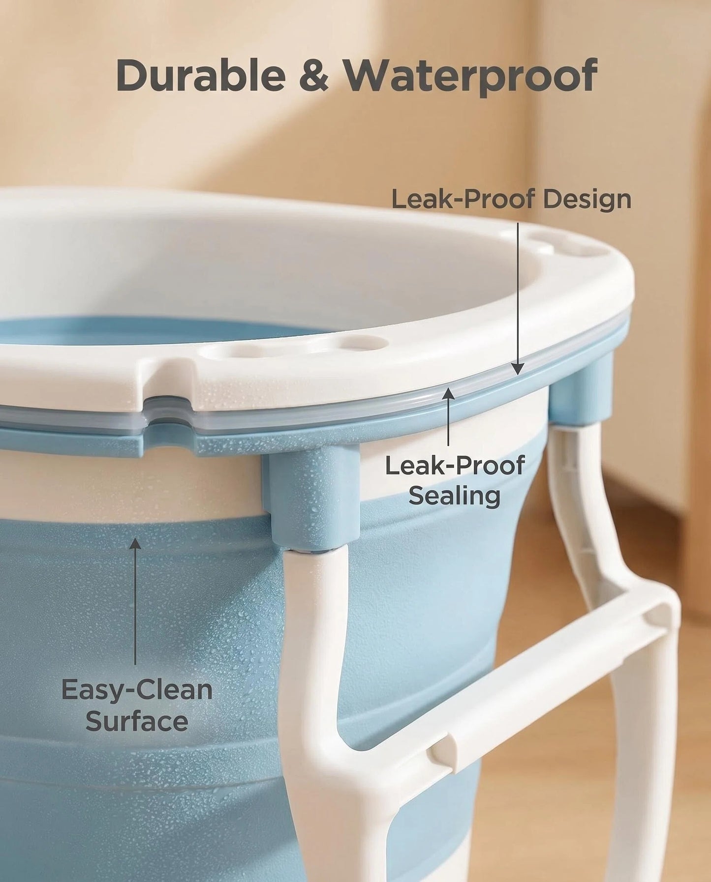 Foldable Collapsible Baby Bathtub with Support Stand, Portable Kids Bath Tub