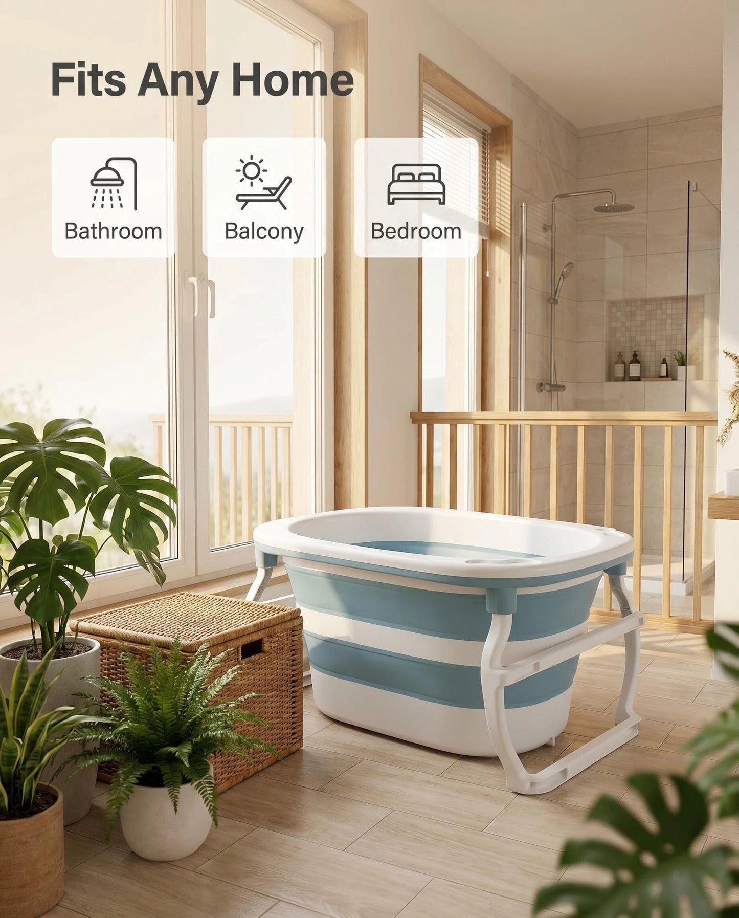 Foldable Collapsible Baby Bathtub with Support Stand, Portable Kids Bath Tub