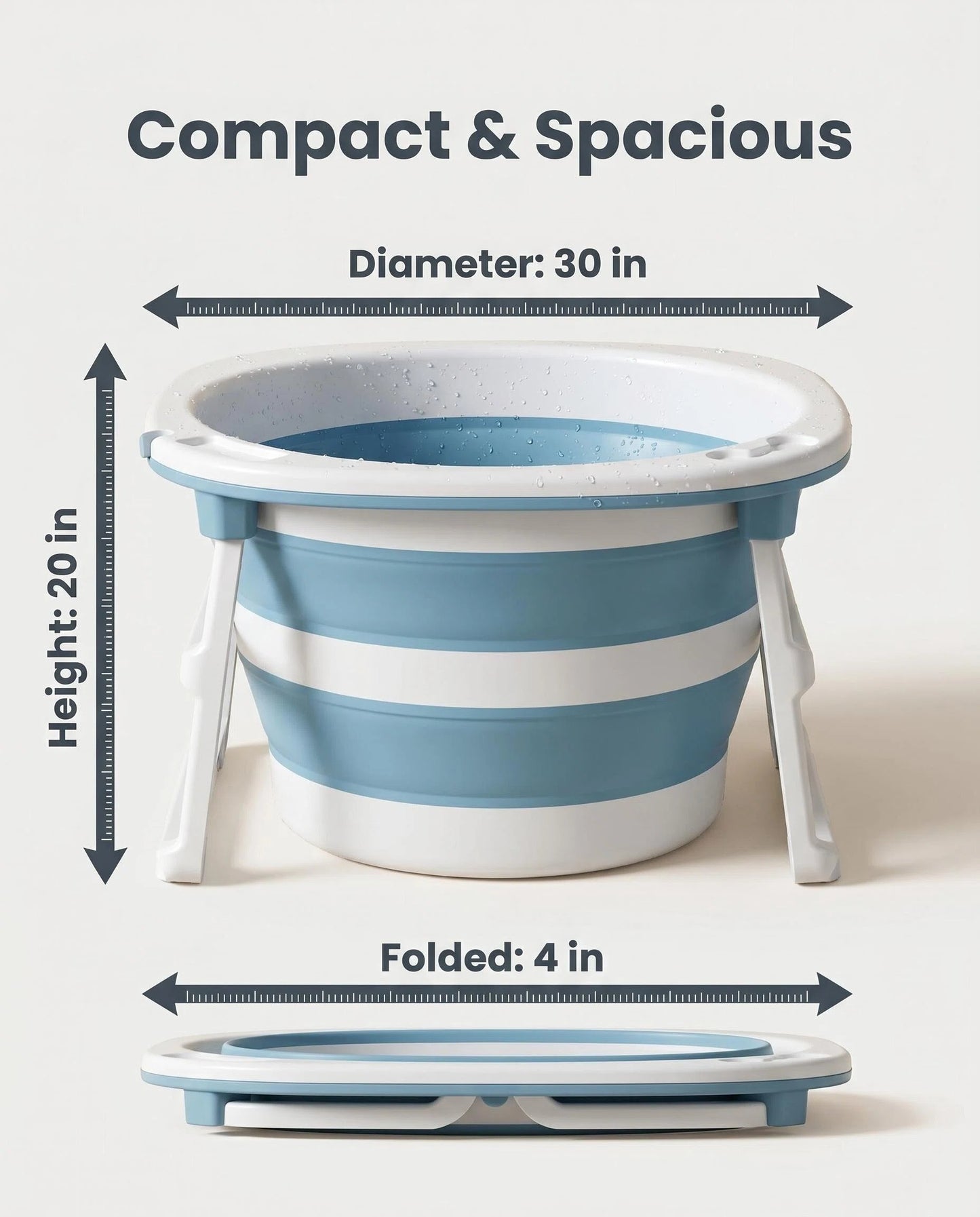 Foldable Collapsible Baby Bathtub with Support Stand, Portable Kids Bath Tub