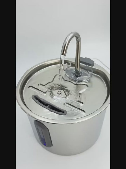 74oz Stainless Steel Cat Water Fountain, Ultra Quiet USB Powered Pet Drinking Fountain with Visible Water Level Window